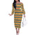 Chad Christmas Family Matching Off The Shoulder Long Sleeve Dress and Hawaiian Shirt with Yellow-Blue Geometric Design, National Coat of Arms, and Festive Motif - Wonder Print Shop