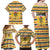 Chad Christmas Family Matching Off Shoulder Maxi Dress and Hawaiian Shirt with Yellow-Blue Geometric Design, National Coat of Arms, and Festive Motif - Wonder Print Shop