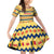 Chad Christmas Family Matching Off Shoulder Short Dress and Hawaiian Shirt with Yellow-Blue Geometric Design, National Coat of Arms, and Festive Motif - Wonder Print Shop
