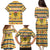 Chad Christmas Family Matching Puletasi and Hawaiian Shirt with Yellow-Blue Geometric Design, National Coat of Arms, and Festive Motif - Wonder Print Shop