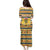 Chad Christmas Family Matching Puletasi and Hawaiian Shirt with Yellow-Blue Geometric Design, National Coat of Arms, and Festive Motif - Wonder Print Shop