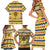 Chad Christmas Family Matching Short Sleeve Bodycon Dress and Hawaiian Shirt with Yellow-Blue Geometric Design, National Coat of Arms, and Festive Motif - Wonder Print Shop