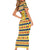 Chad Christmas Family Matching Short Sleeve Bodycon Dress and Hawaiian Shirt with Yellow-Blue Geometric Design, National Coat of Arms, and Festive Motif - Wonder Print Shop