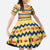 Chad Christmas Family Matching Summer Maxi Dress and Hawaiian Shirt with Yellow-Blue Geometric Design, National Coat of Arms, and Festive Motif - Wonder Print Shop