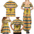 Chad Christmas Family Matching Summer Maxi Dress and Hawaiian Shirt with Yellow-Blue Geometric Design, National Coat of Arms, and Festive Motif - Wonder Print Shop