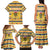 Chad Christmas Family Matching Tank Maxi Dress and Hawaiian Shirt with Yellow-Blue Geometric Design, National Coat of Arms, and Festive Motif - Wonder Print Shop