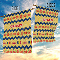 Chad Christmas Garden Flag with Yellow-Blue Geometric Design, National Coat of Arms, and Festive Motif - Wonder Print Shop