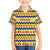 Chad Christmas Kid Hawaiian Shirt with Yellow-Blue Geometric Design, National Coat of Arms, and Festive Motif - Wonder Print Shop