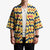 Chad Christmas Kimono with Yellow-Blue Geometric Design, National Coat of Arms, and Festive Motif - Wonder Print Shop