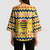 Chad Christmas Kimono Sleeve Blouse with Yellow-Blue Geometric Design, National Coat of Arms, and Festive Motif - Wonder Print Shop