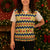 Chad Christmas Knitted V-Neck Vest with Yellow-Blue Geometric Design, National Coat of Arms, and Festive Motif - Wonder Print Shop