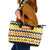Chad Christmas Leather Tote Bag with Yellow-Blue Geometric Design, National Coat of Arms, and Festive Motif - Wonder Print Shop