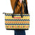 Chad Christmas Leather Tote Bag with Yellow-Blue Geometric Design, National Coat of Arms, and Festive Motif - Wonder Print Shop