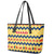 Chad Christmas Leather Tote Bag with Yellow-Blue Geometric Design, National Coat of Arms, and Festive Motif - Wonder Print Shop
