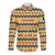 Chad Christmas Long Sleeve Button Shirt with Yellow-Blue Geometric Design, National Coat of Arms, and Festive Motif - Wonder Print Shop