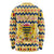 Chad Christmas Long Sleeve Shirt with Yellow-Blue Geometric Design, National Coat of Arms, and Festive Motif - Wonder Print Shop