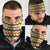 Chad Christmas Neck Gaiter with Yellow-Blue Geometric Design, National Coat of Arms, and Festive Motif - Wonder Print Shop