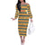 Chad Christmas Off The Shoulder Long Sleeve Dress with Yellow-Blue Geometric Design, National Coat of Arms, and Festive Motif - Wonder Print Shop