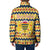 Chad Christmas Padded Jacket with Yellow-Blue Geometric Design, National Coat of Arms, and Festive Motif - Wonder Print Shop