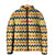 Chad Christmas Padded Jacket with Yellow-Blue Geometric Design, National Coat of Arms, and Festive Motif - Wonder Print Shop
