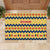Chad Christmas Rubber Doormat with Yellow-Blue Geometric Design, National Coat of Arms, and Festive Motif - Wonder Print Shop