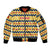 Chad Christmas Sleeve Zip Bomber Jacket with Yellow-Blue Geometric Design, National Coat of Arms, and Festive Motif - Wonder Print Shop
