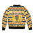 Chad Christmas Sleeve Zip Bomber Jacket with Yellow-Blue Geometric Design, National Coat of Arms, and Festive Motif - Wonder Print Shop