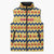 Chad Christmas Sleeveless Puffer Jacket with Yellow-Blue Geometric Design, National Coat of Arms, and Festive Motif - Wonder Print Shop