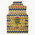 Chad Christmas Sleeveless Puffer Jacket with Yellow-Blue Geometric Design, National Coat of Arms, and Festive Motif - Wonder Print Shop