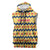 Chad Christmas Sleeveless Zip Hoodie with Yellow-Blue Geometric Design, National Coat of Arms, and Festive Motif - Wonder Print Shop