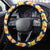 Chad Christmas Steering Wheel Cover with Yellow-Blue Geometric Design, National Coat of Arms, and Festive Motif - Wonder Print Shop