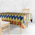 Chad Christmas Tablecloth with Yellow-Blue Geometric Design, National Coat of Arms, and Festive Motif - Wonder Print Shop