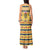 Chad Christmas Tank Maxi Dress with Yellow-Blue Geometric Design, National Coat of Arms, and Festive Motif - Wonder Print Shop
