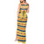 Chad Christmas Tank Maxi Dress with Yellow-Blue Geometric Design, National Coat of Arms, and Festive Motif - Wonder Print Shop
