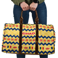 Chad Christmas Travel Bag with Yellow-Blue Geometric Design, National Coat of Arms, and Festive Motif - Wonder Print Shop