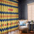 Chad Christmas Window Curtain with Yellow-Blue Geometric Design, National Coat of Arms, and Festive Motif - Wonder Print Shop