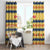 Chad Christmas Window Curtain with Yellow-Blue Geometric Design, National Coat of Arms, and Festive Motif - Wonder Print Shop