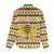 Chad Christmas Women Casual Shirt with Yellow-Blue Geometric Design, National Coat of Arms, and Festive Motif - Wonder Print Shop