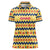 Chad Christmas Women Polo Shirt with Yellow-Blue Geometric Design, National Coat of Arms, and Festive Motif - Wonder Print Shop