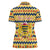 Chad Christmas Women Polo Shirt with Yellow-Blue Geometric Design, National Coat of Arms, and Festive Motif - Wonder Print Shop