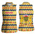 Chad Christmas Women Sleeveless Polo Shirt with Yellow-Blue Geometric Design, National Coat of Arms, and Festive Motif - Wonder Print Shop