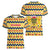 Chad Christmas Women V-Neck T-Shirt with Yellow-Blue Geometric Design, National Coat of Arms, and Festive Motif - Wonder Print Shop