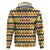 Chad Christmas Zip Hoodie with Yellow-Blue Geometric Design, National Coat of Arms, and Festive Motif - Wonder Print Shop