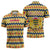 Chad Christmas Zipper Polo Shirt with Yellow-Blue Geometric Design, National Coat of Arms, and Festive Motif - Wonder Print Shop