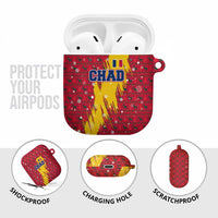 Chad Christmas AirPods Case with Red-Yellow Festive Pattern, National Coat of Arms, and Snowflake Accents - Wonder Print Shop