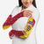 Chad Christmas Arm Sleeves with Red-Yellow Festive Pattern, National Coat of Arms, and Snowflake Accents - Wonder Print Shop