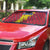 Chad Christmas Auto Sun Shade with Red-Yellow Festive Pattern, National Coat of Arms, and Snowflake Accents - Wonder Print Shop