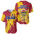 Chad Christmas Baseball Jersey with Red-Yellow Festive Pattern, National Coat of Arms, and Snowflake Accents - Wonder Print Shop