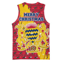 Chad Christmas Basketball Jersey with Red-Yellow Festive Pattern, National Coat of Arms, and Snowflake Accents - Wonder Print Shop