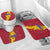 Chad Christmas Bathroom Set with Red-Yellow Festive Pattern, National Coat of Arms, and Snowflake Accents - Wonder Print Shop